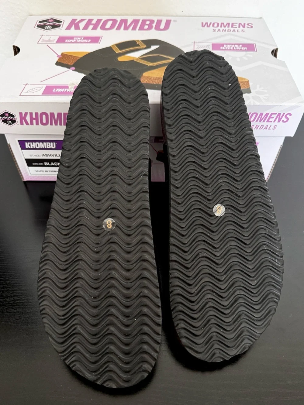 Khombu Women's Black Slide Sandals with Gold Buckles